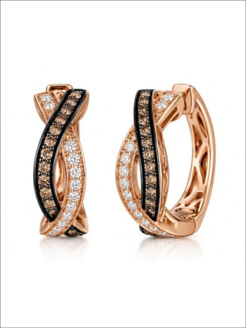 Hoop Earrings 14K Rose Gold Plated 925 Sterling Silver Simulated Diamond 4 CT